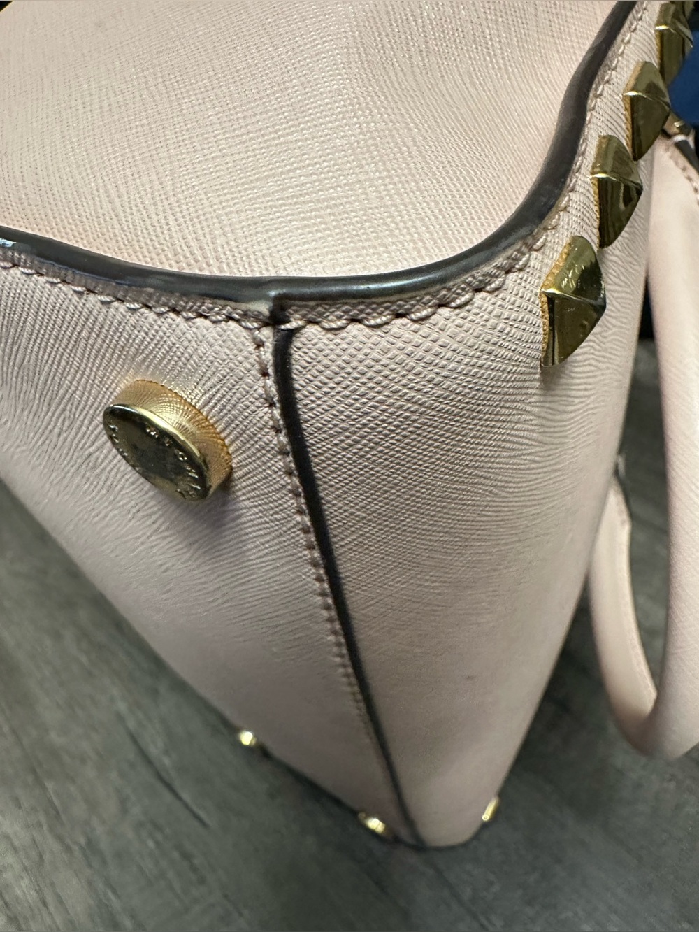 Michael Kors Blush Pink Studded Satchel with Gold Hardware - Picture 7 of 14